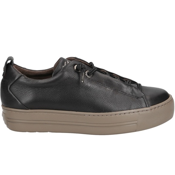 Leather Sneaker. Black Leather/tan sole. US sizes - Picture 3 of 5